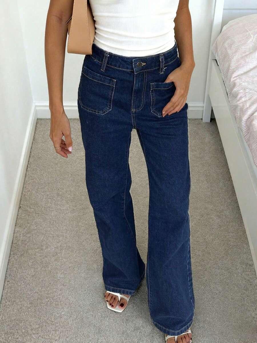 GRANATOWE SPODNIE JEANS