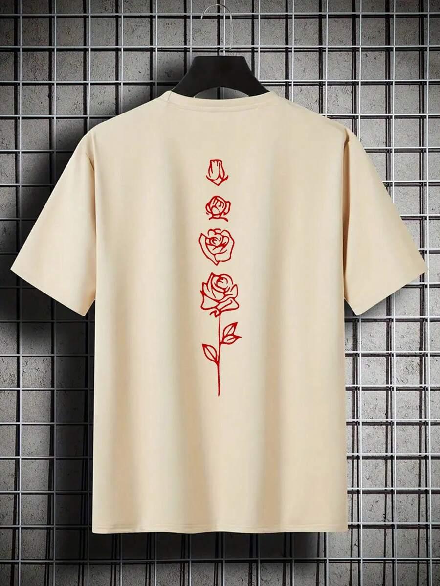 beżowy t-shirt okrągły dekolt