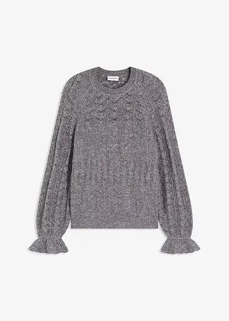 SWETER Z FALBANAMI PRZY RĘKAWACH