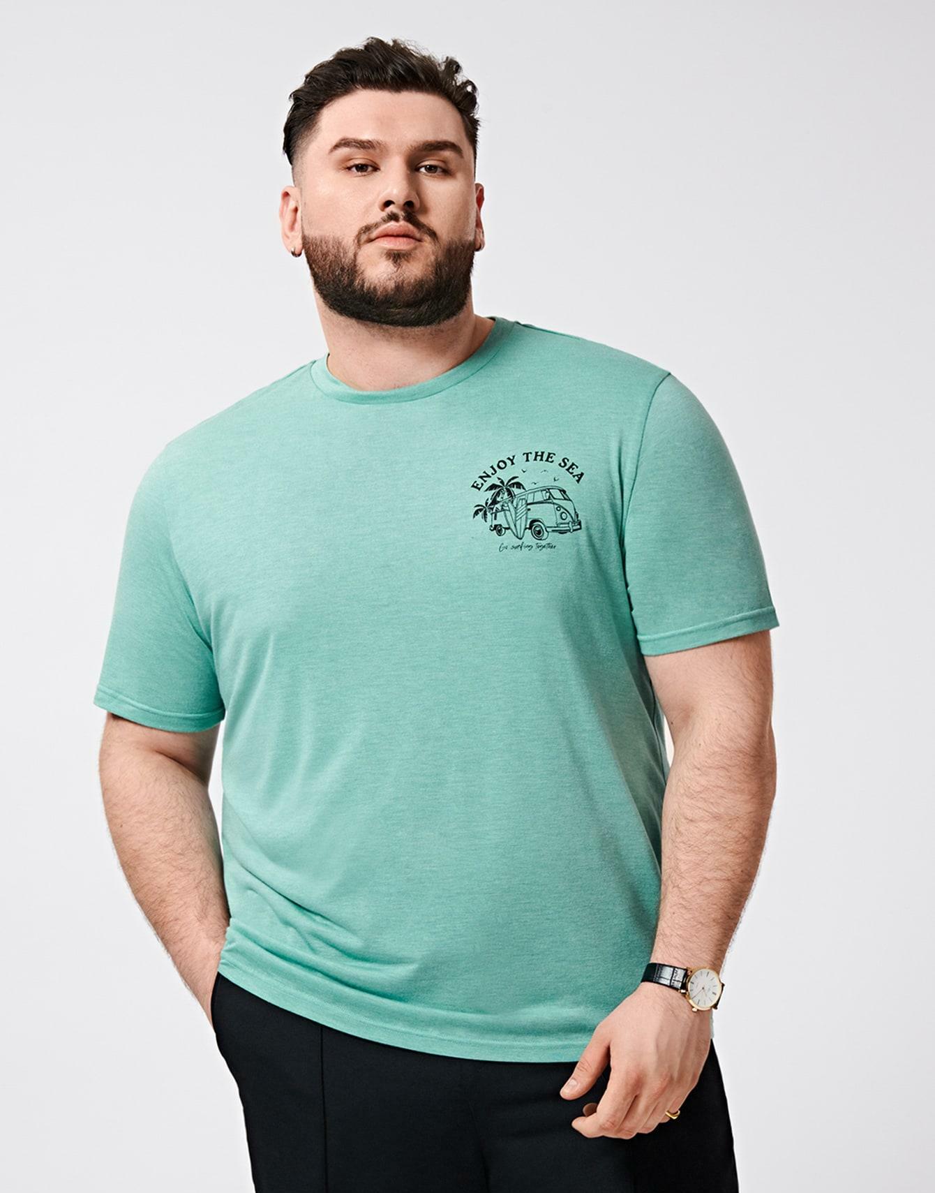KLASYCZNY T-SHIRT NADRUK ENJOY THE SEA