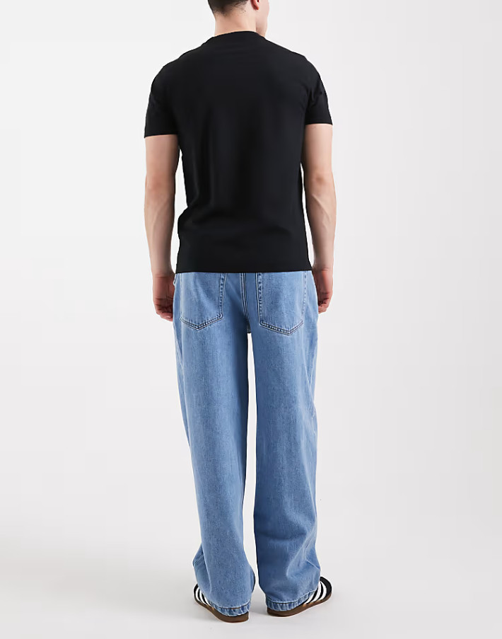 niebieskie spodnie jeans baggy