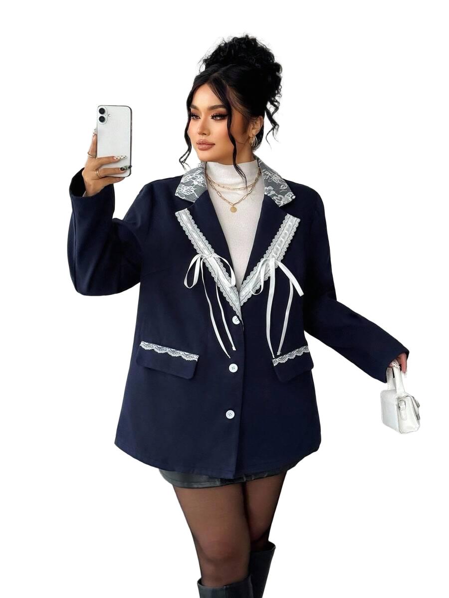 MARYNARKA DAMSKA PLUS SIZE Z DŁUGIM RĘKAWEM