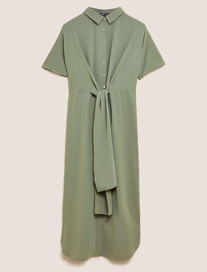 KOSZULOWA MIDI SUKIENKA WIĄZANIE T69-1280-KH