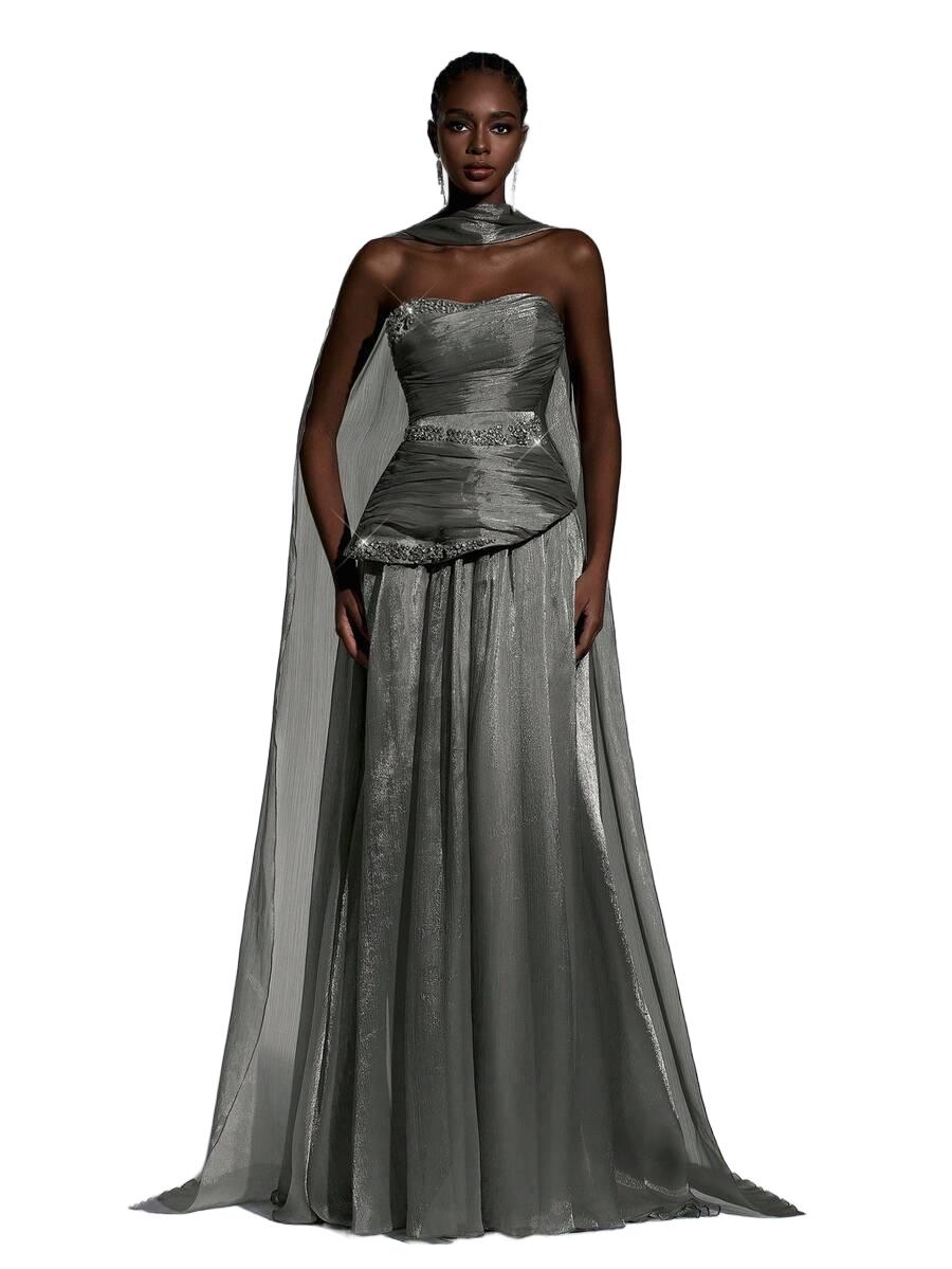 ELEGANCKA SUKNIA MAXI Z POŁYSKIEM
