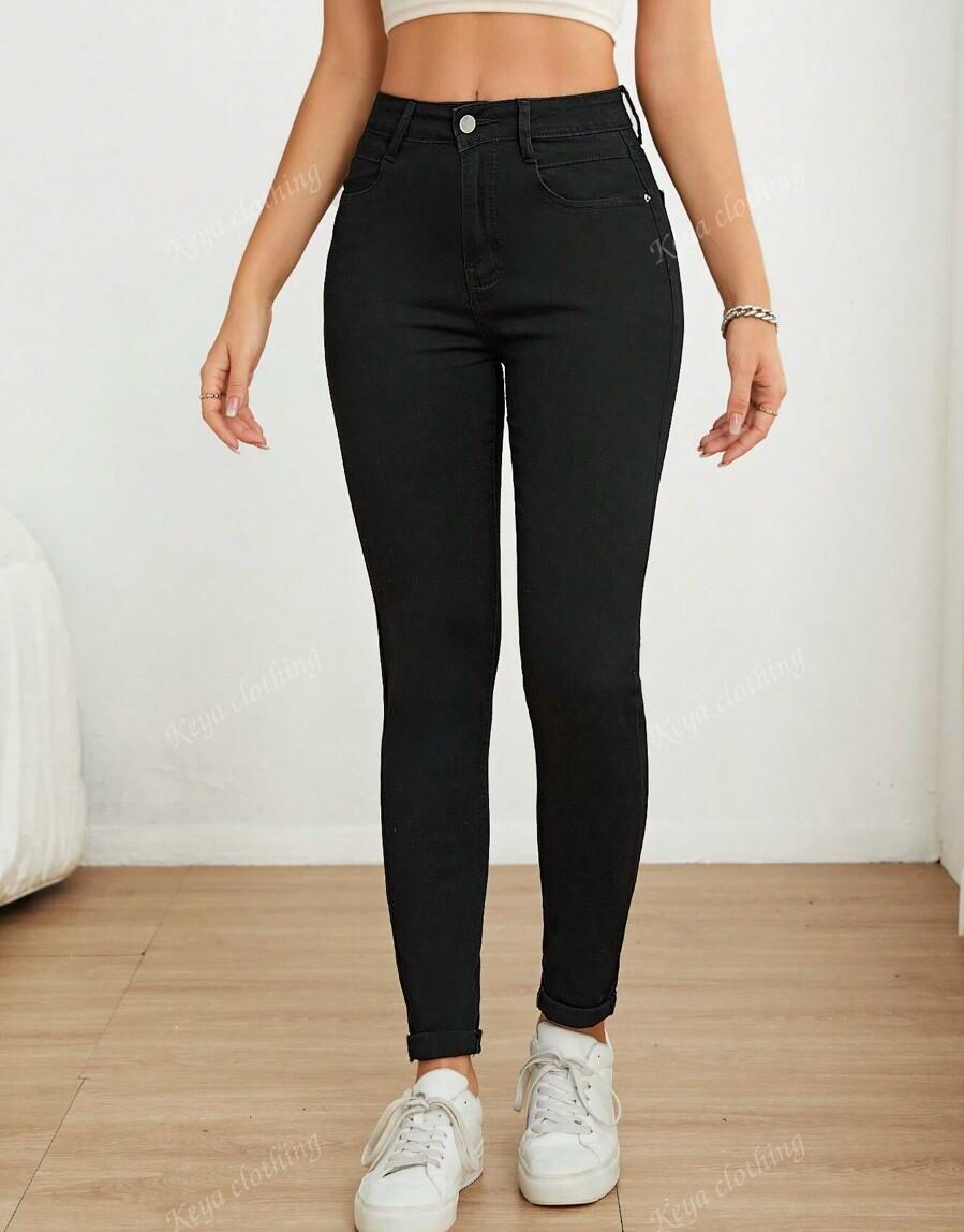 CZARNE SPODNIE RURKI JEANS