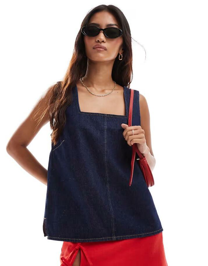 GRANATOWY TOP JEANS 