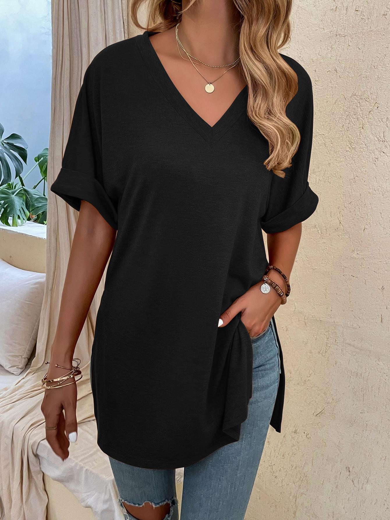 CZARNA BLUZKA V-NECK 