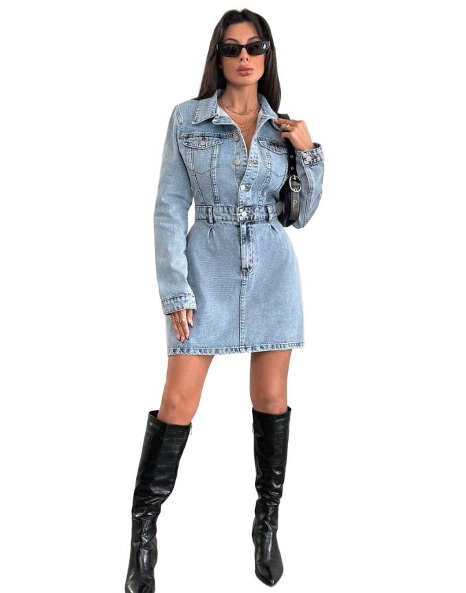 NIEBIESKA MINI SUKIENKA JEANS 