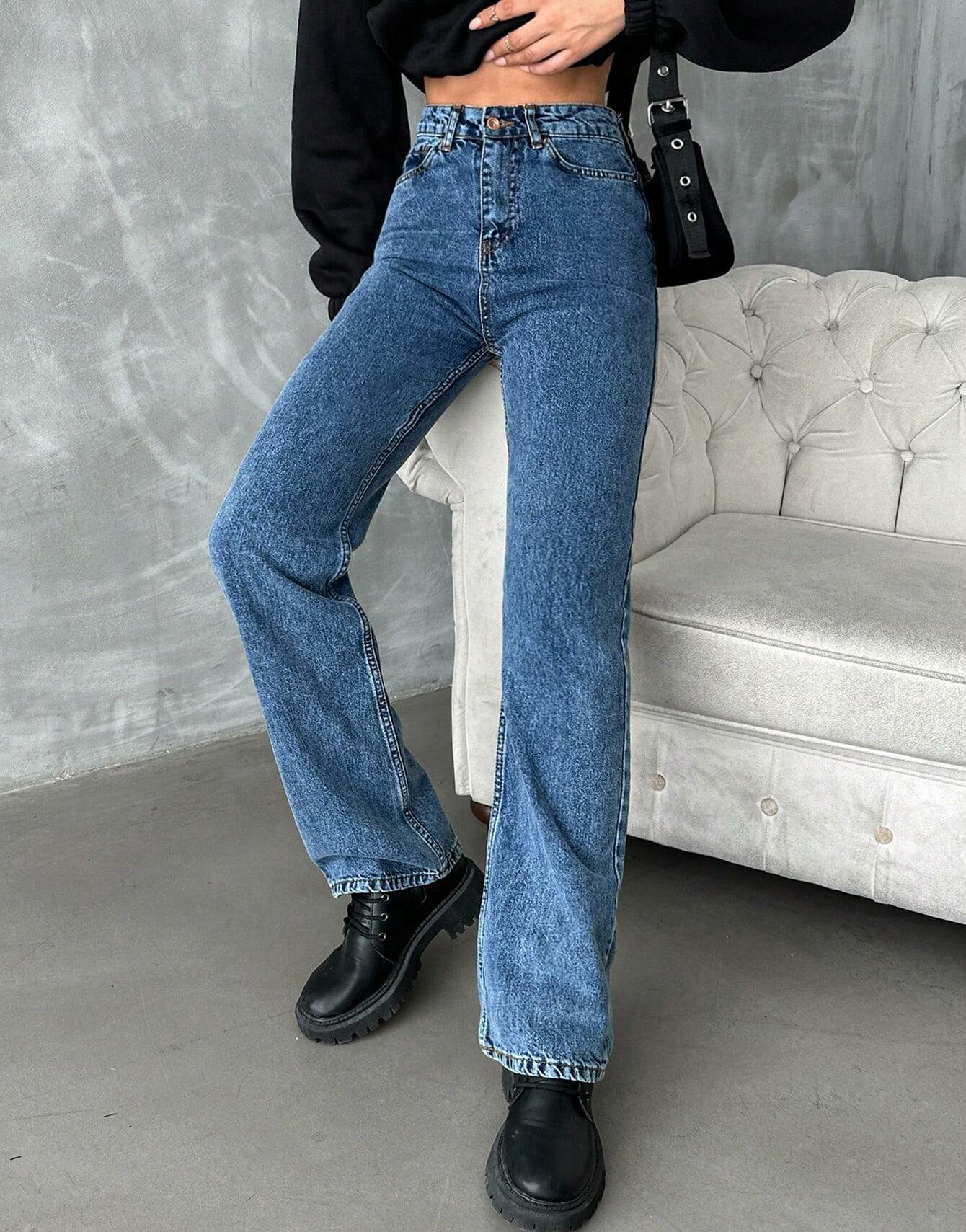 proste spodnie jeans wysoki stan