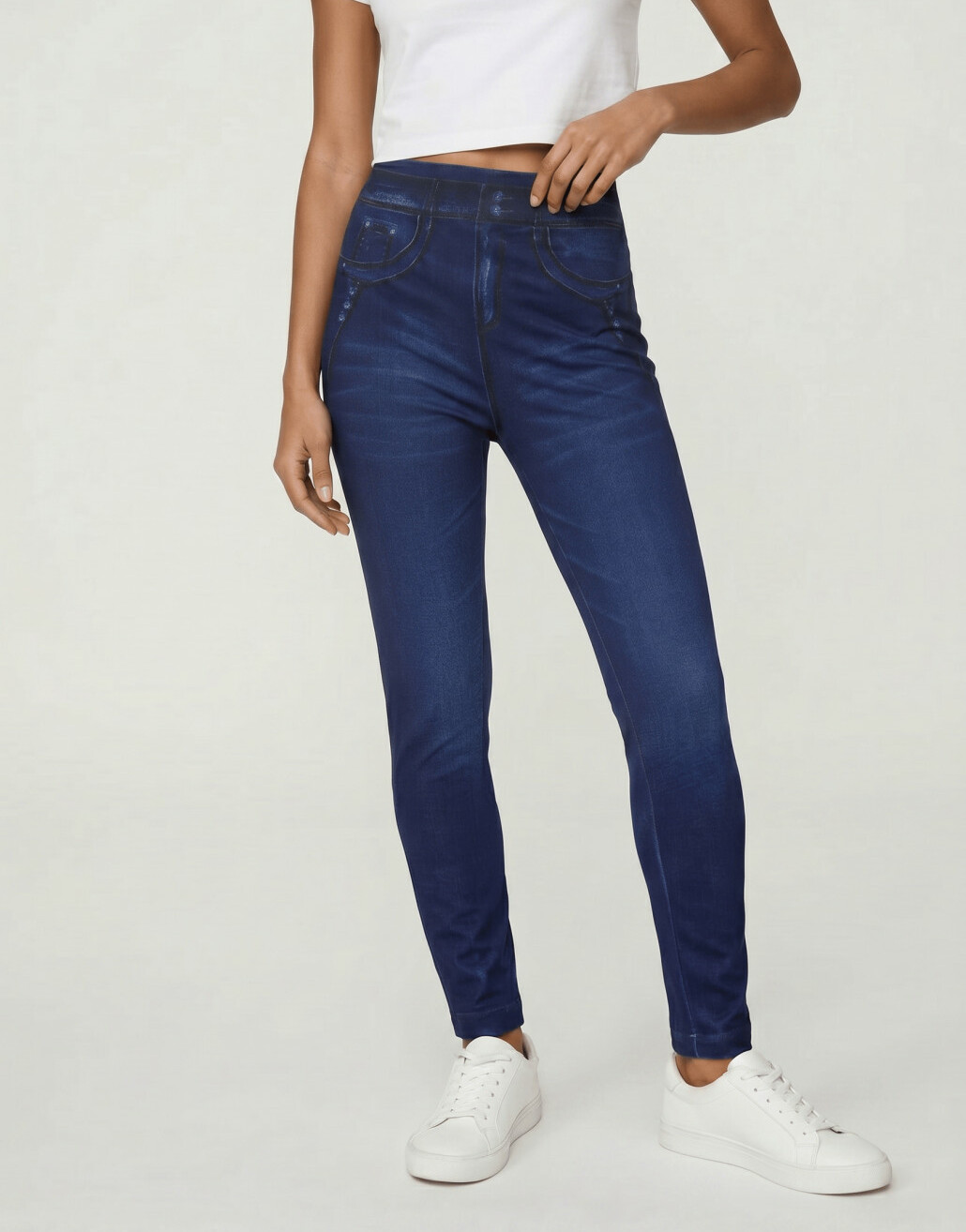 LEGGINSY IMITACJA JEANSU WYSOKI STAN 