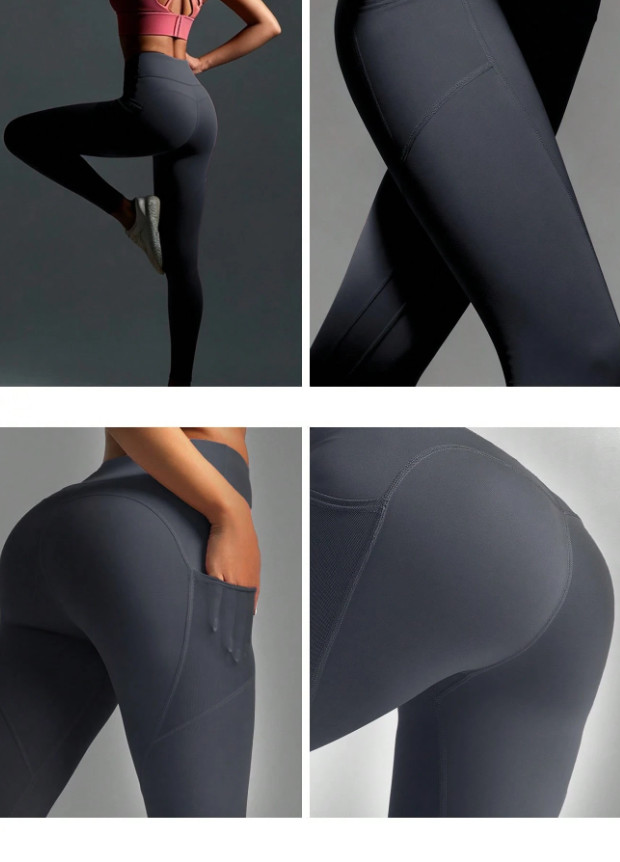 sportowe szare legginsy kieszonki