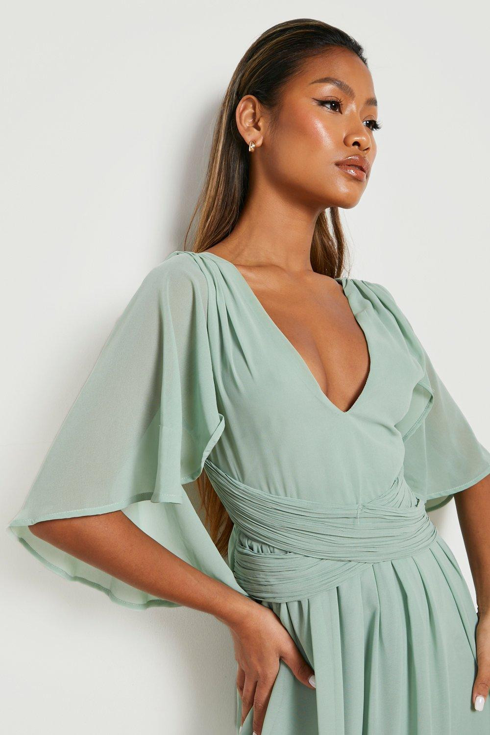 SZYFONOWA MAXI SUKIENKA V-NECK