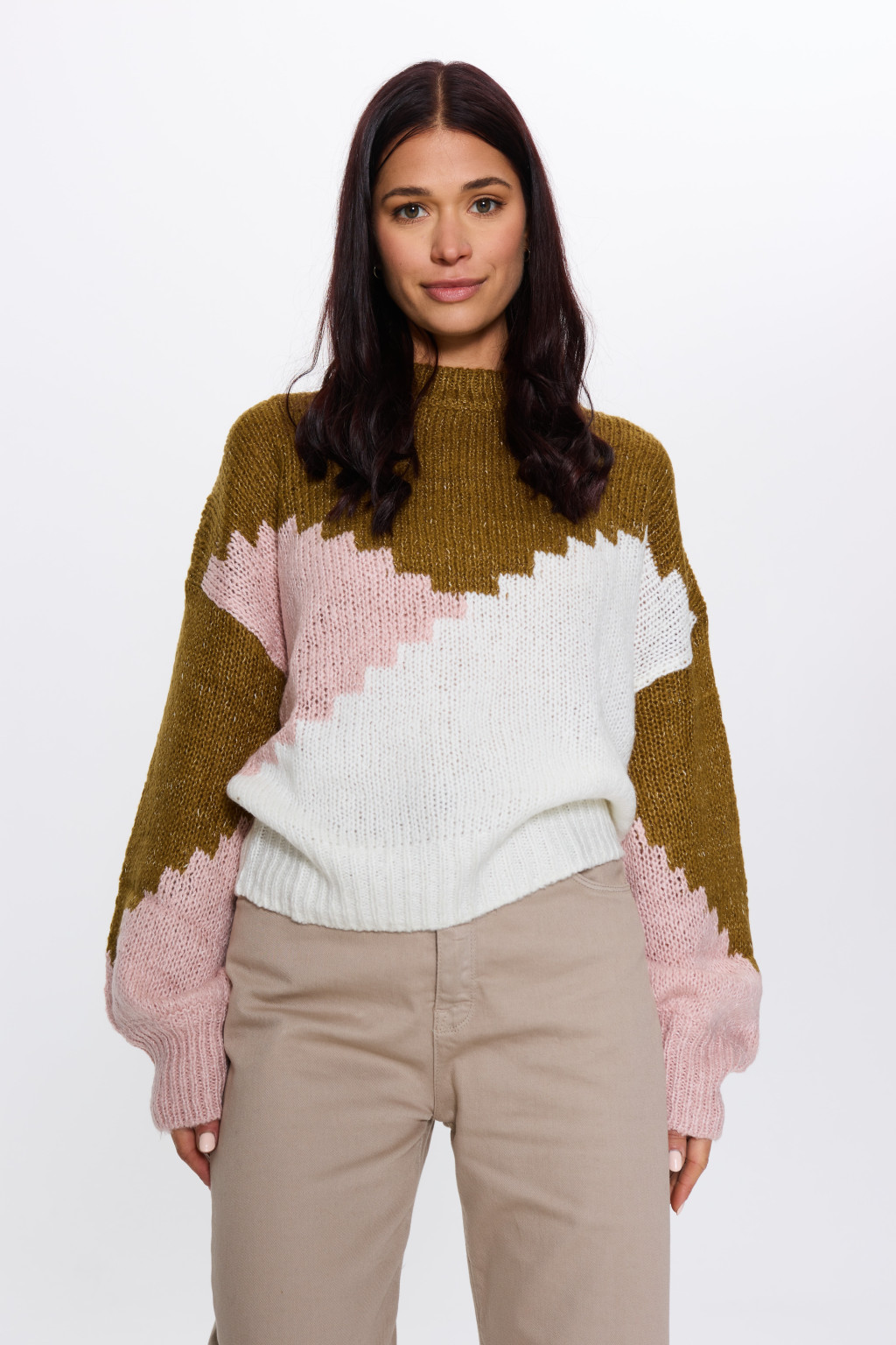 DZIANINOWY SWETER KONTRAST 1750024-47015
