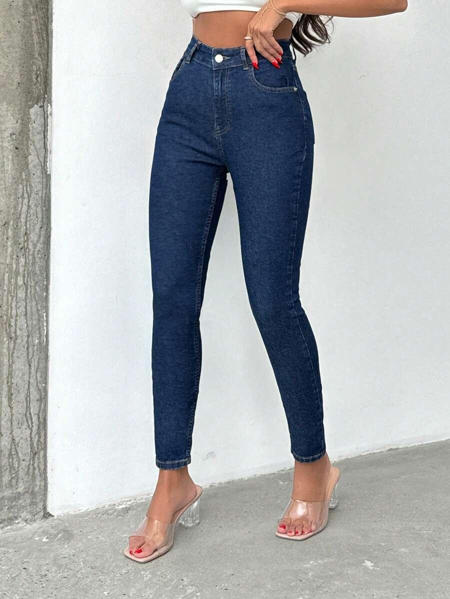 GRANATOWE JEANSY RURKI 