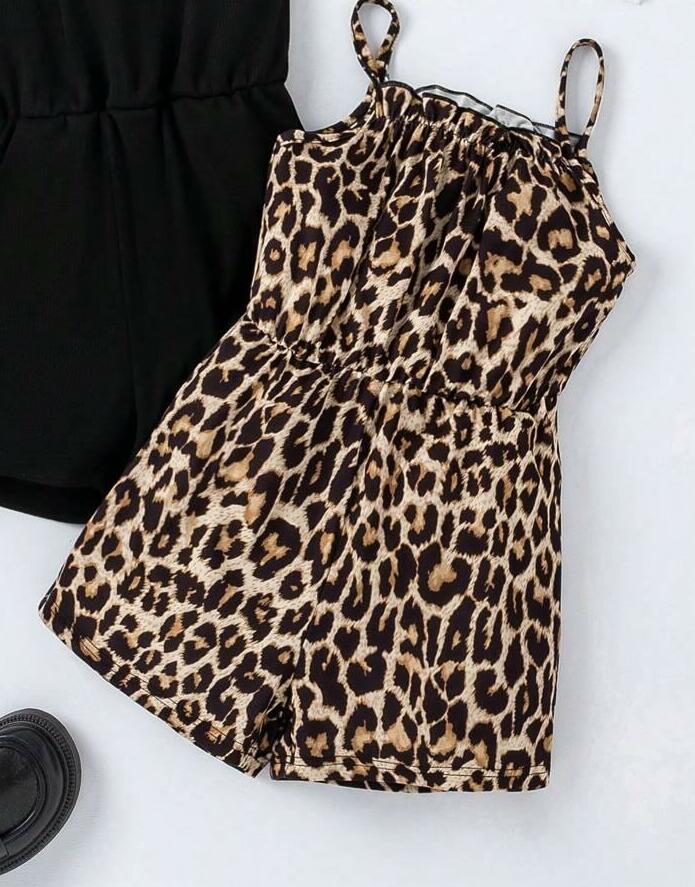 KOMBINEZON NA RAMIĄCZKACH ANIMAL PRINT