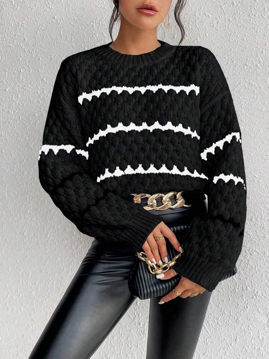 CZARNY SWETER KONTRAST 