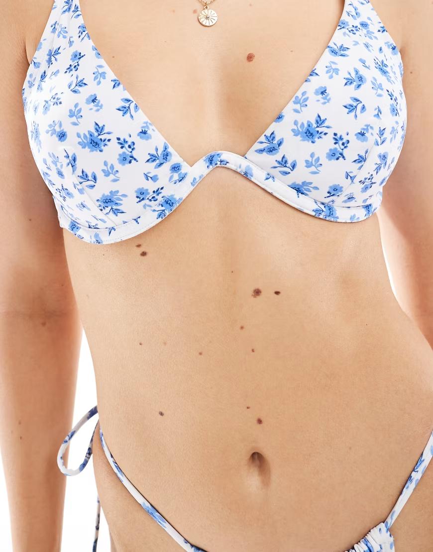 góra od bikini print kwiaty