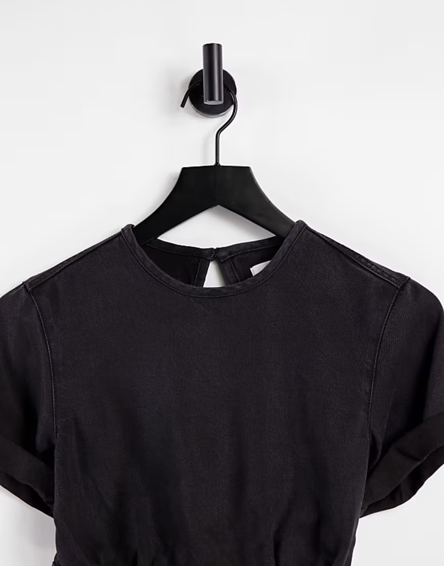 CZARNY TOP JEANS WIĄZANIE