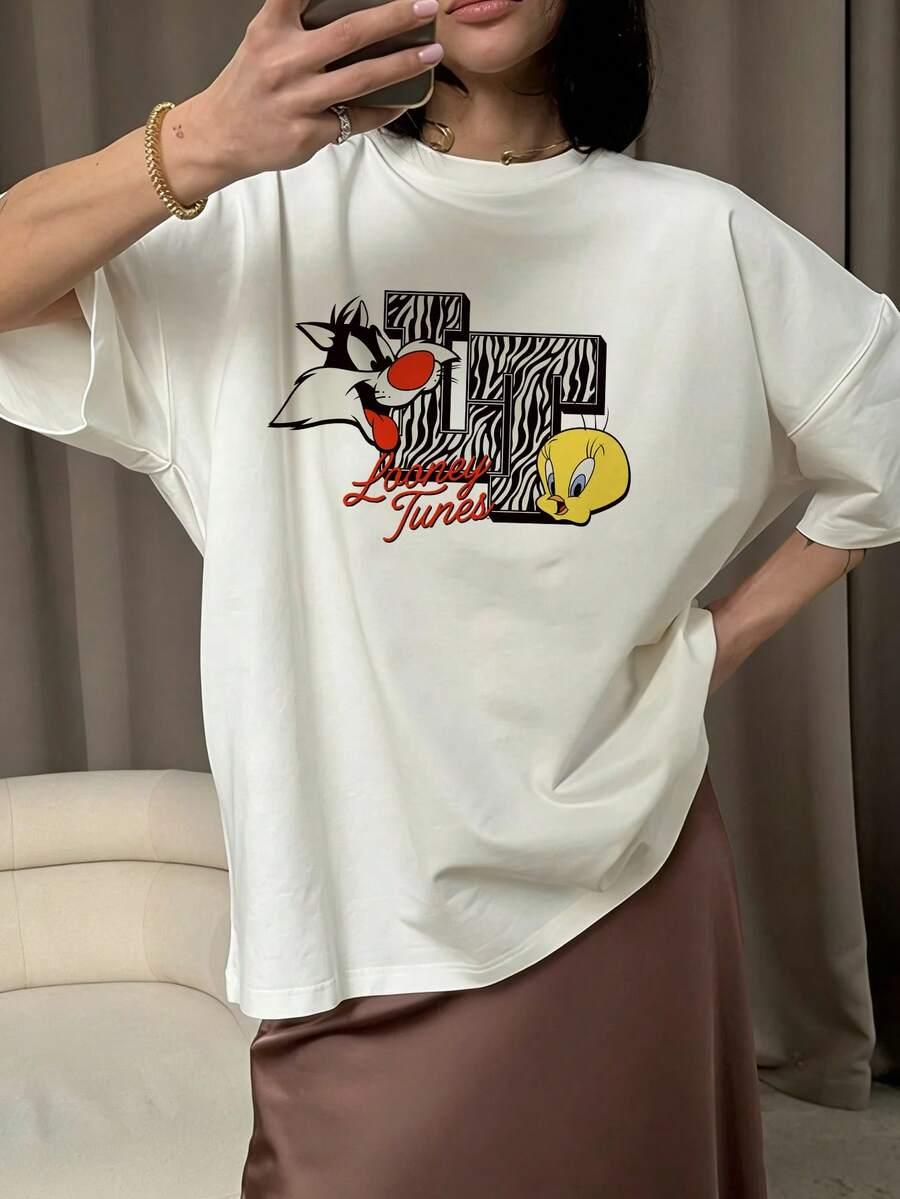 Biała bluzka nadruk