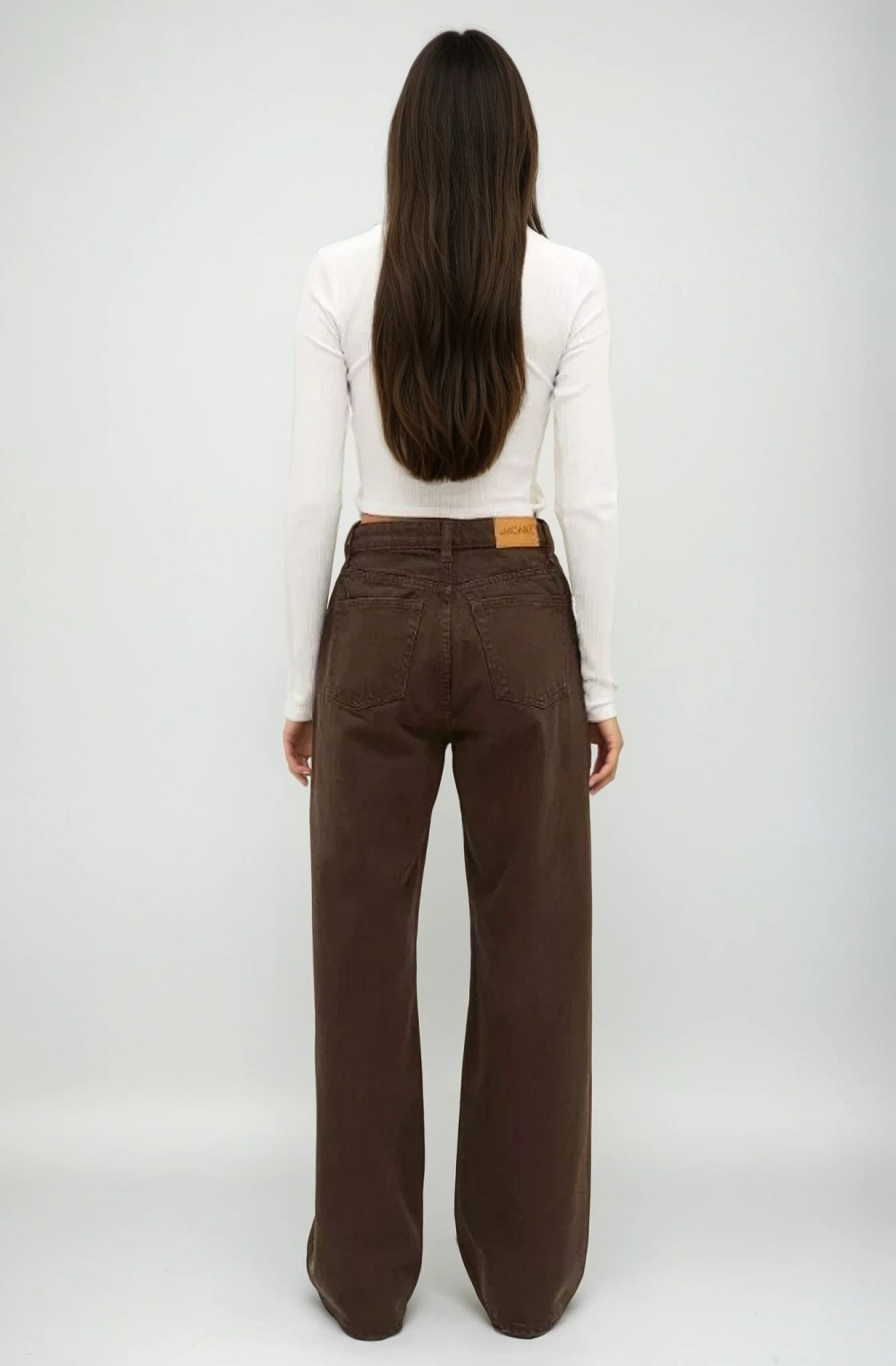 BRĄZOWE SPODNIE JEANS KIESZENIE