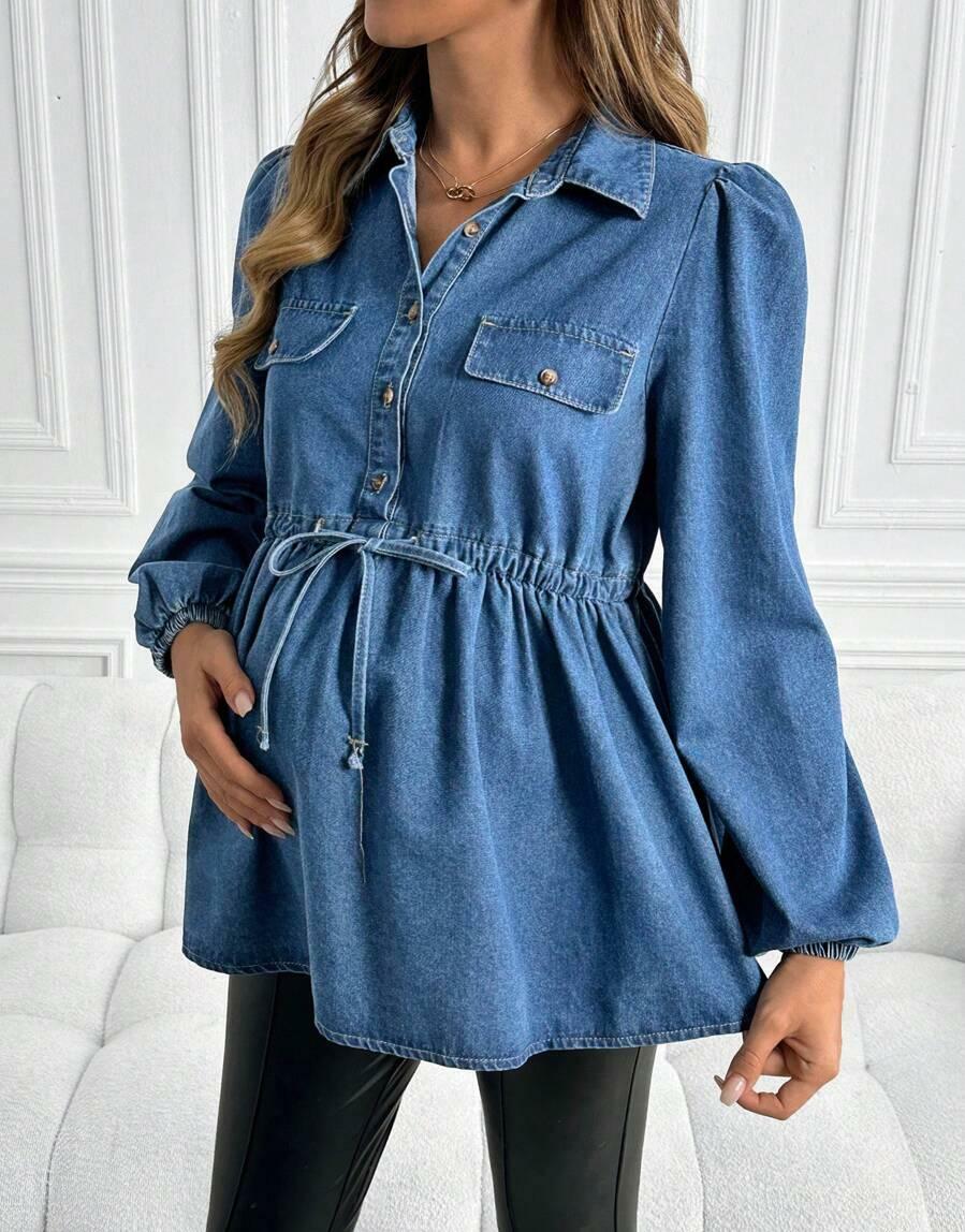 CIĄŻOWA BLUZKA JEANS