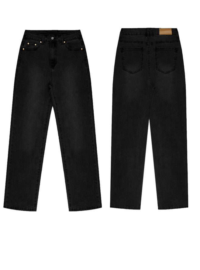 czarne proste spodnie jeans zamek kieszenie