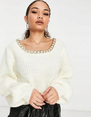 KLASYCZNY SWETER Z DOMIESZKĄ WEŁNY ZDOBIENIE 