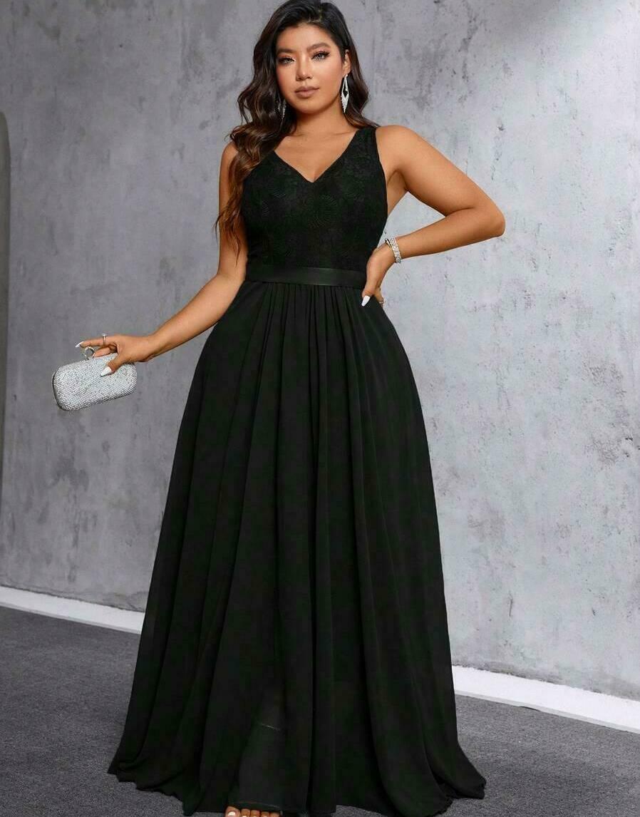MAXI SUKIENKA KORONKA V-NECK