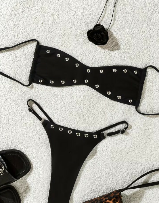 CZARNA GÓRA OD BIKINI wiązanie