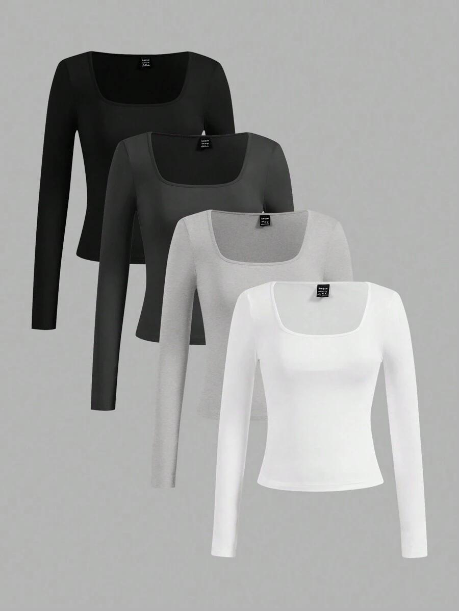 BLUZKA Z DŁUGIM RĘKAWEM 4-PACK BASIC