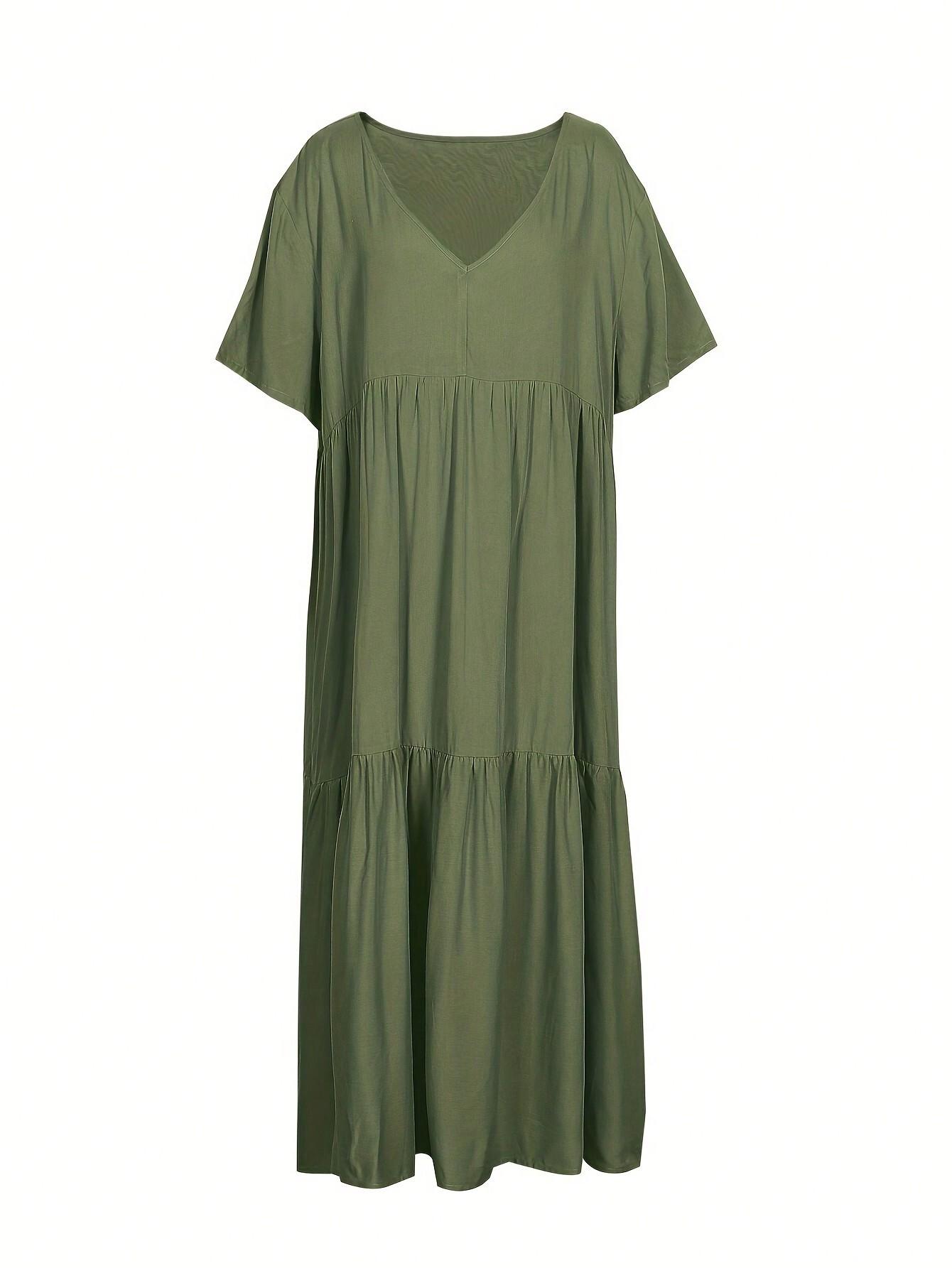ZIELONA MAXI SUKIENKA VNECK 