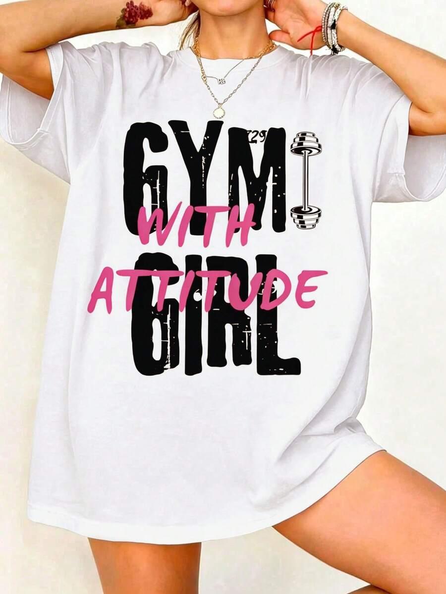 biały t-shirt napis print