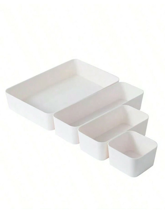 białe organizery do szuflady 4-pack
