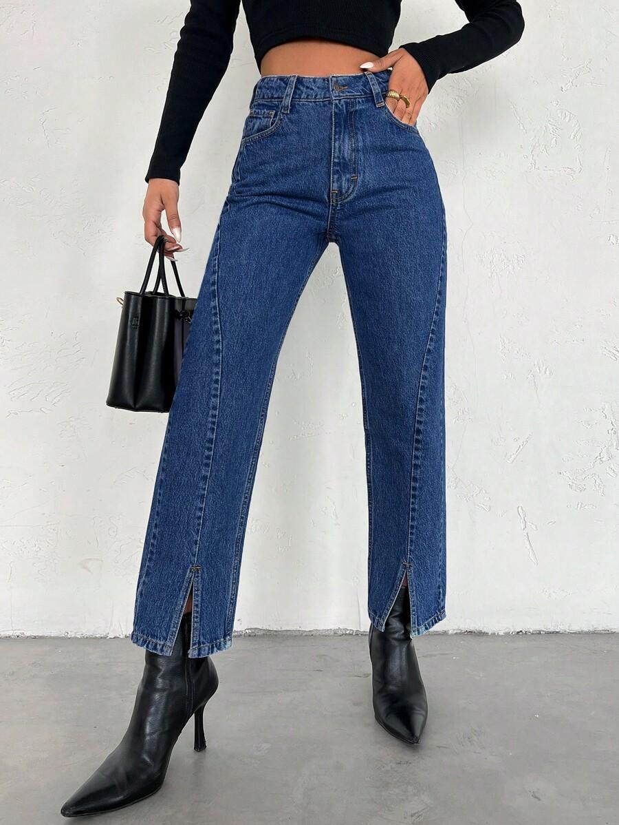 NIEBIESKIE PROSTE SPODNIE JEANS