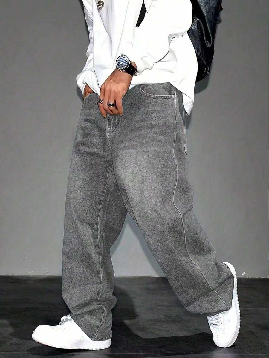 SZARE SPODNIE JEANS