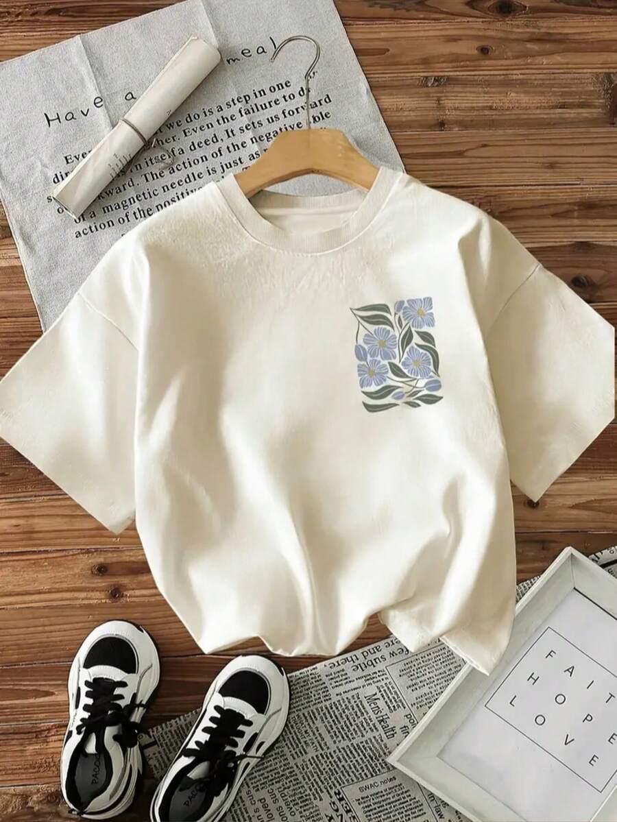 beżowy t-shirt nadruk