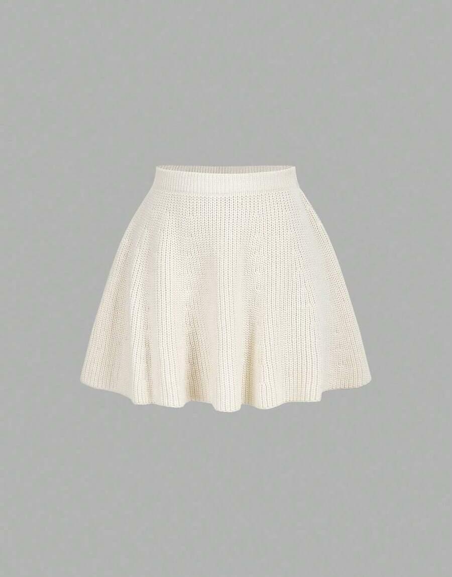 BEŻOWA DZIANINOWA SPÓDNICA