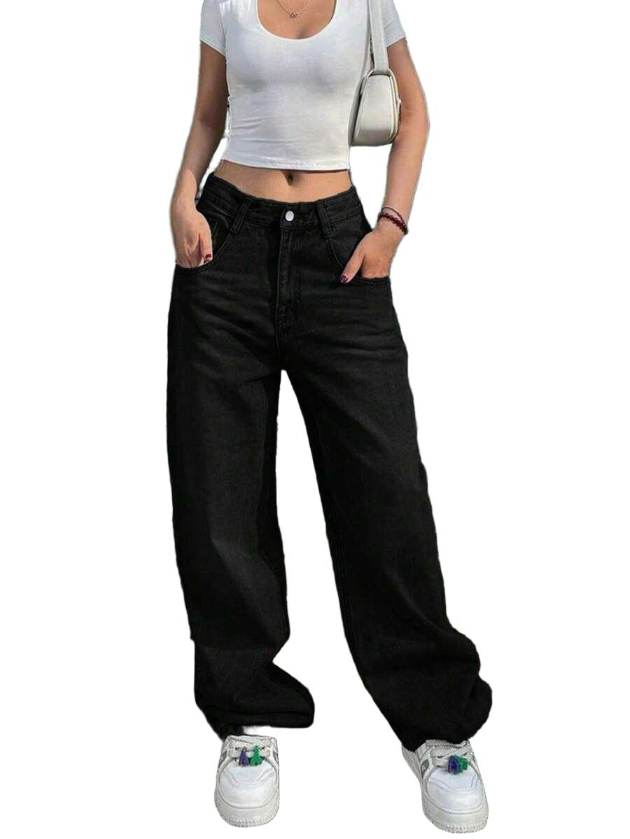 CZARNE SPODNIE JEANS 