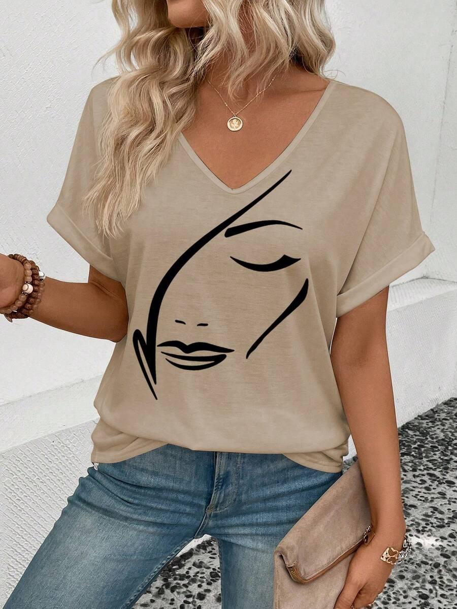 beżowa bluzka v-neck 