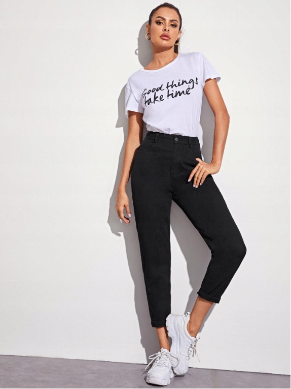 CZARNE SPODNIE JEANS