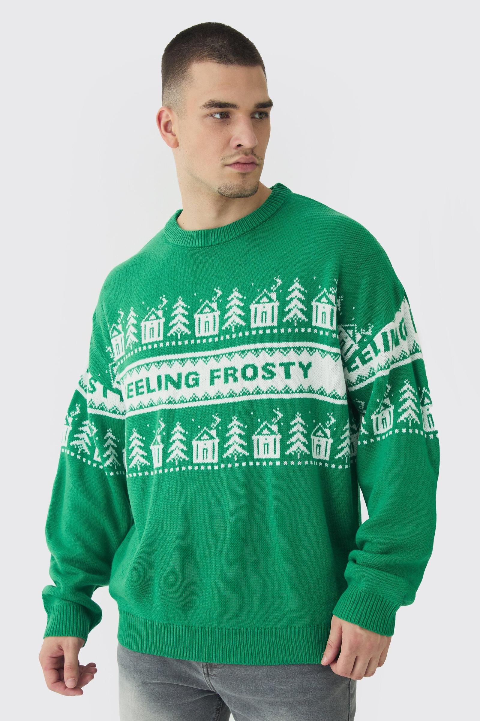 zielony świąteczny sweter wzór