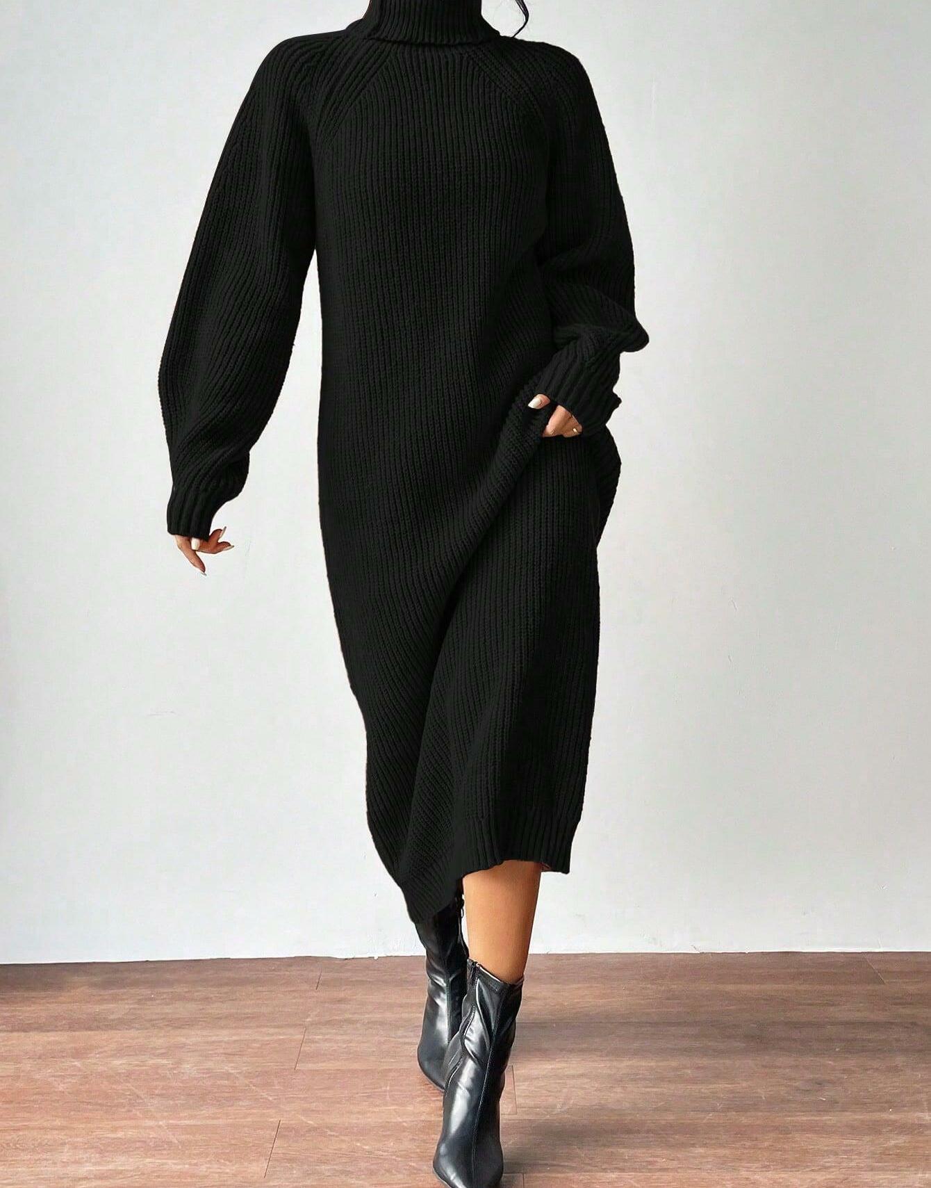 CZARNA DZIANINOWA SUKIENKA OVERSIZE GOLF