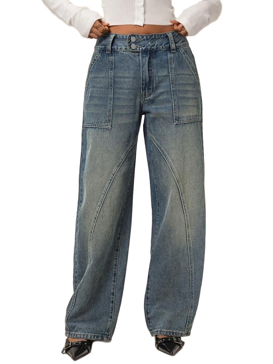 MOM JEANS DAMSKIE WYSOKI STAN BAWEŁNIANE