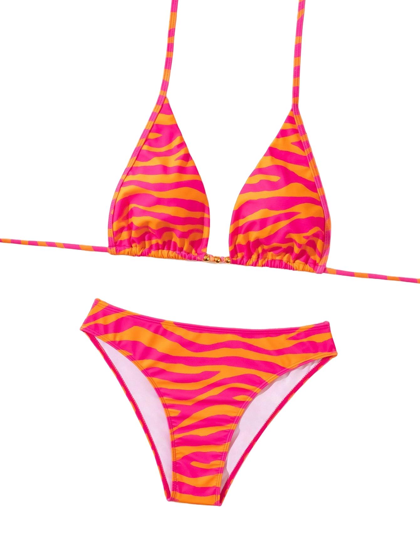 KOMPLET BIKINI WIĄZANY Z WZOREM