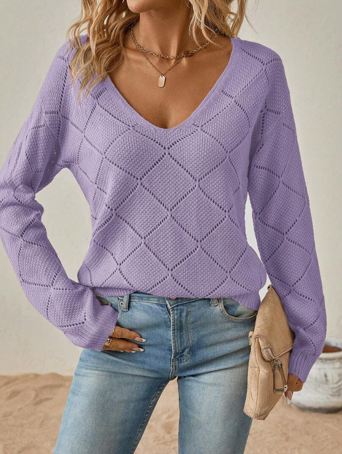 fioletowy sweter v-neck