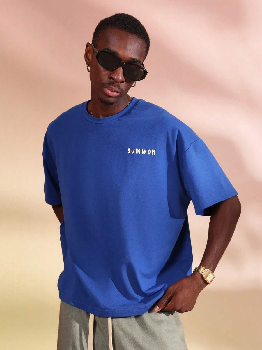 niebieski t-shirt print