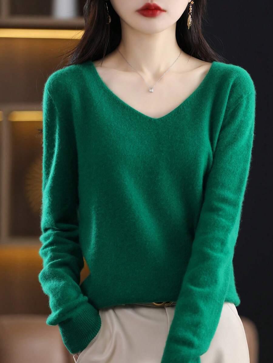 sweter v neck wełna
