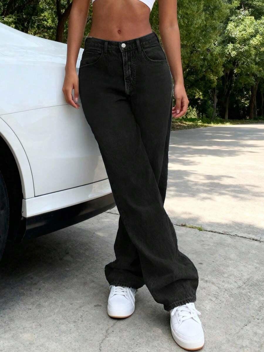 CZARNE SPODNIE JEANS