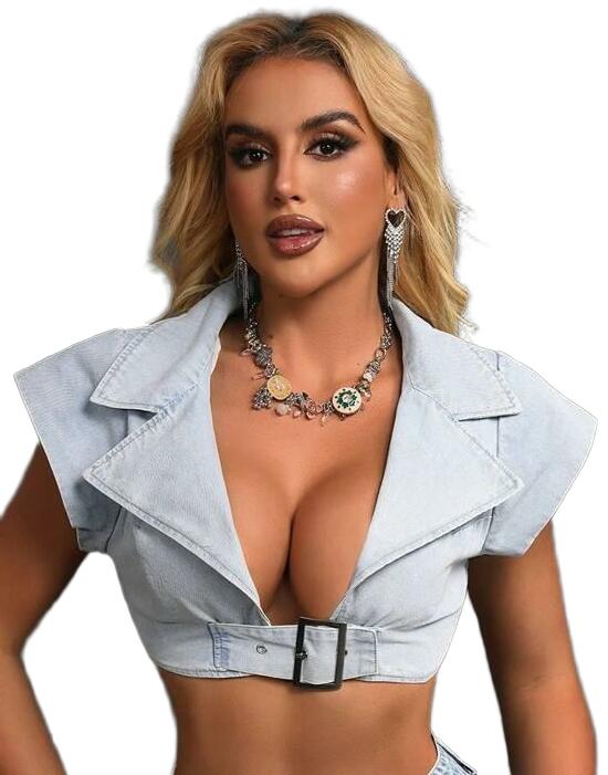 KRÓTKI TOP JEANSOWY