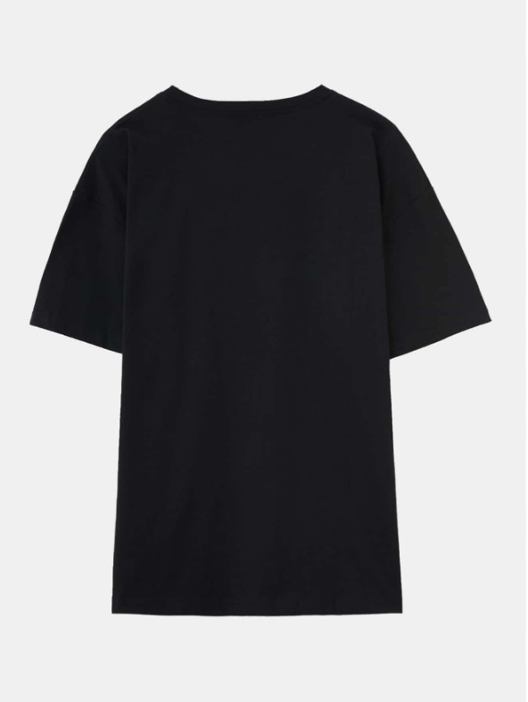CZARNY T-SHIRT okrągły dekolt 